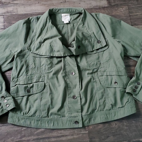 Eddie Bauer Funnel Neck Button Down Utility Jacket